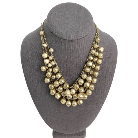 Premier Designs Signed Champagne Faux Pearl Layered Necklace - Picture 1 of 4